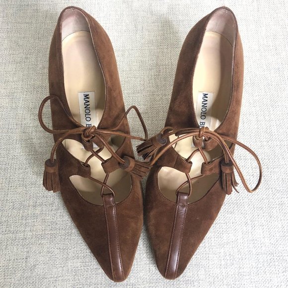 Manolo Blahnik Ragusta Brown Suede Shoes 6.5
